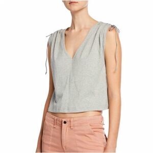 Veronica Beard Jeans Haide Top w/ Ruching in Heather Gray Sz XL NWT